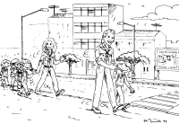 A coloring page of helping others